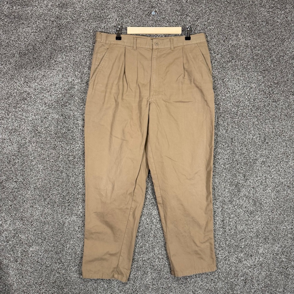 Vintage Fieldmaster Pants Mens 38/30 (Fits 36/29) Brown Full Fit Khaki Pleated
